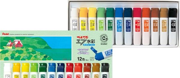 ぺんてるエフ水彩 12色セット ポリチューブ ロフト