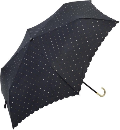 晴雨兼用 折りたたみ傘 ドットグリッターヒートカット ミニ ビコーズ ロフト