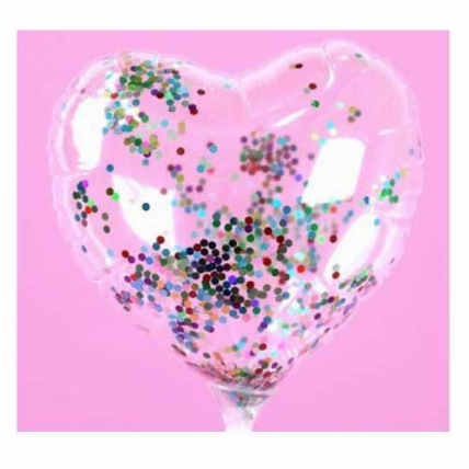 ハートスティックバルーン 10cm ラウンド型コンフェッティ ロフト