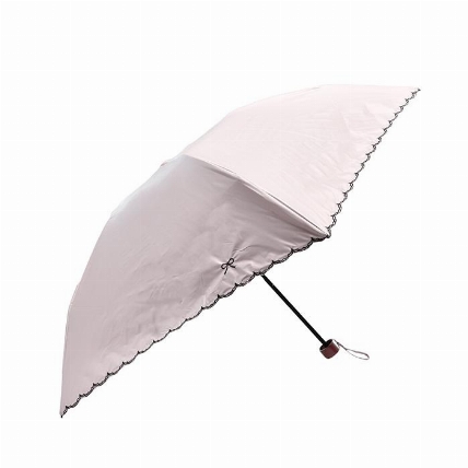 軽量遮光遮熱 晴雨兼用 折りたたみ傘 リボン刺繍 ピンク ロフト