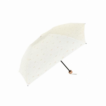 晴雨兼用折りたたみ傘 軽量 遮光 遮熱 ジェムリボン ホワイト ロフト