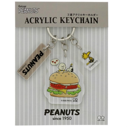 3連キーホルダー スヌーピー アメリカンテイスト ハンバーガー ロフト
