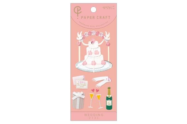 ペーパークラフトシール M 結婚ケーキ柄 ピンク ロフト