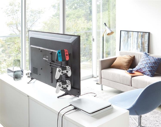 テレビ裏ゲームコントローラー収納ラック ブラック スマート ロフト