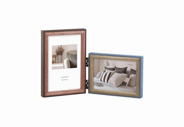 木製フォトフレーム ダブルタイプ ネイビー ロフト