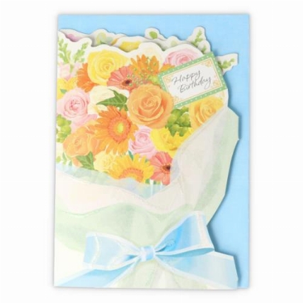 グリーティングカード 立体 フラワーブーケ オレンジ ロフト