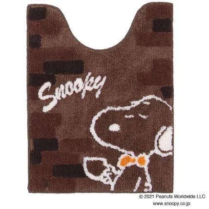 スヌーピー おうちカフェ ロングトイレマット 80 60cm ブラウン ロフト