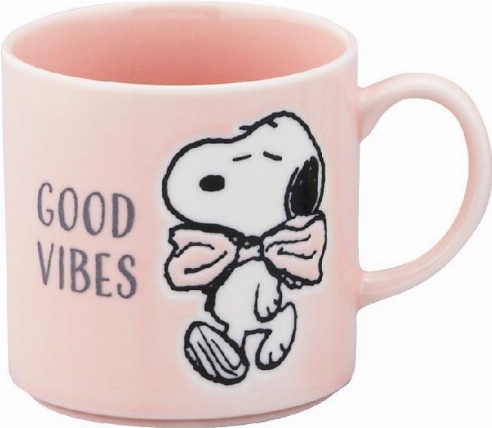 木箱入りマグ スヌーピー グッドバイブス ピンク 350ml ロフト