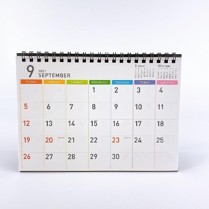 21年9月始まりカレンダー 卓上 A5 カラー ロフト