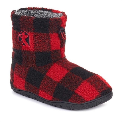 ルームシューズ ハーディー レッドブラックチェック メンズ 25 28cm ロフト